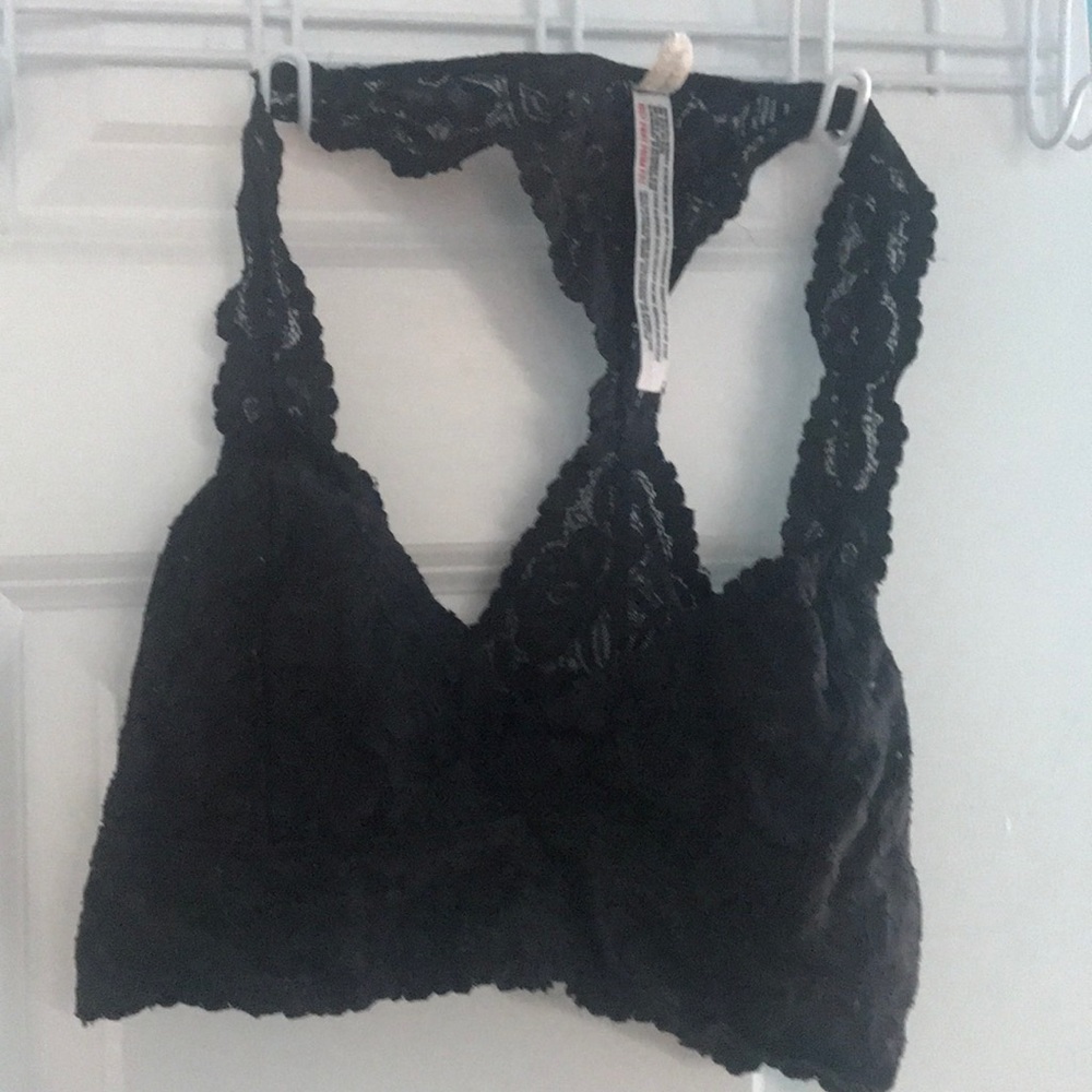 Free people lace  black bralette racer back